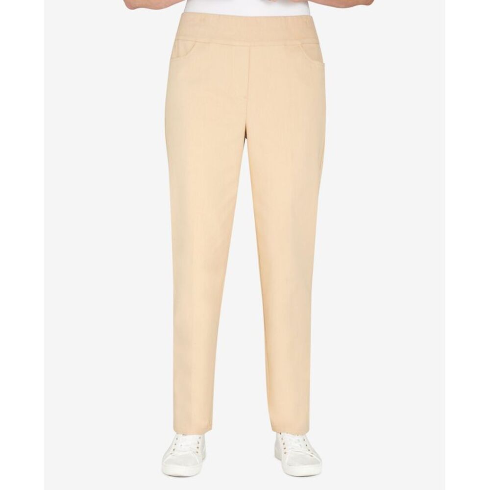 Alfred Dunner Petite Mid Rise Pull On Straight Leg Denim Pants